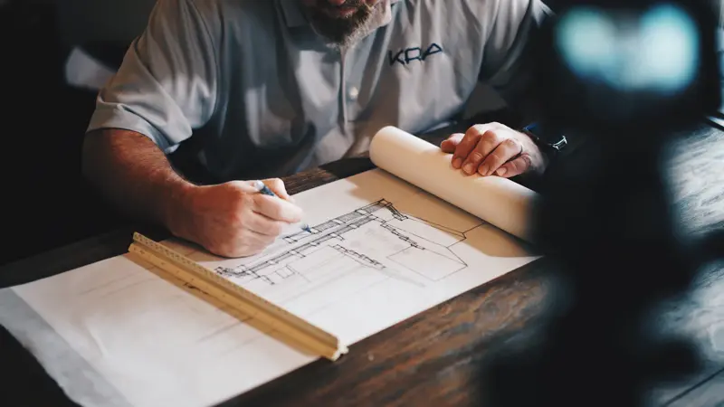 Drafting a plan by hand