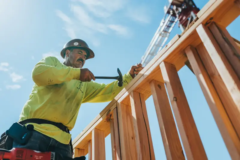 Framing carpenter on a build