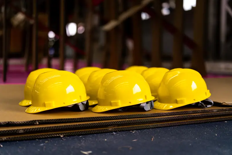 Hard hats on site